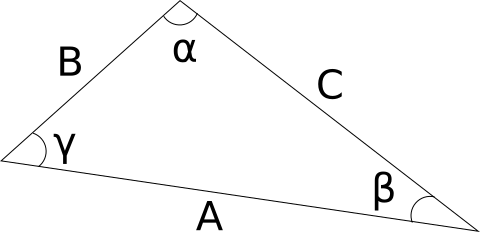 Triangle used for law of sines and law of cosines